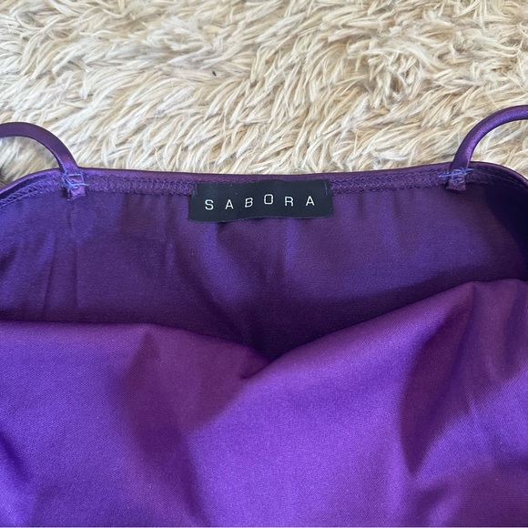 WINDSOR Purple Satin Mini Dress Size M - Picture 8 of 9